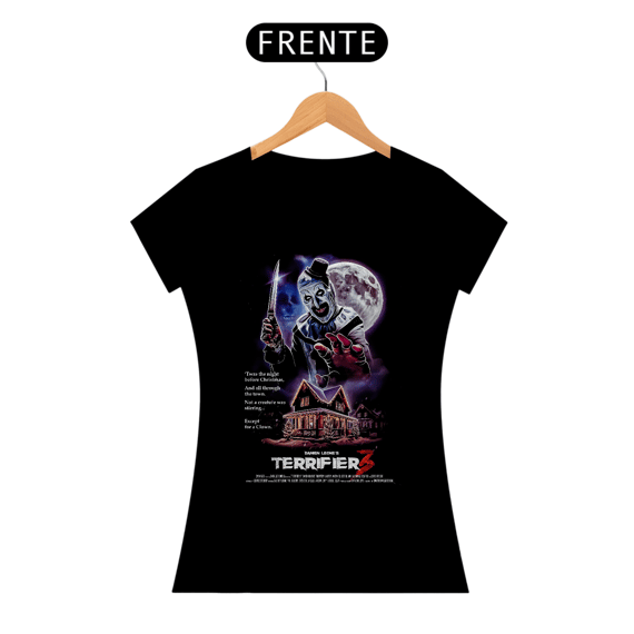 Camiseta Feminina Terrifier (Noite de Natal com o Art - Movie 3) Estampa Terror