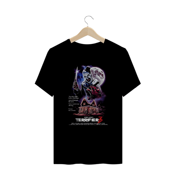 Camiseta Plus Size Terrifier (Noite de Natal com o Art - Movie 3) Estampa Terror