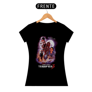 Camiseta Feminina Terrifier (Poster Art Motoserra - Movie 3) Estampa Terror