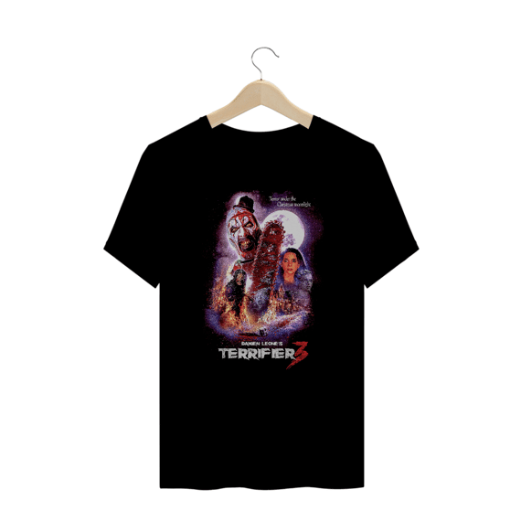 Camiseta Plus Size Terrifier (Poster Art Motoserra - Movie 3) Estampa Terror
