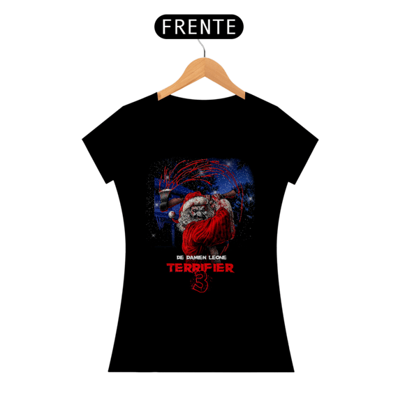 Camiseta Feminina Terrifier (Poster Art Papai Noel Noite de Natal - Movie 3) Estampa Terror