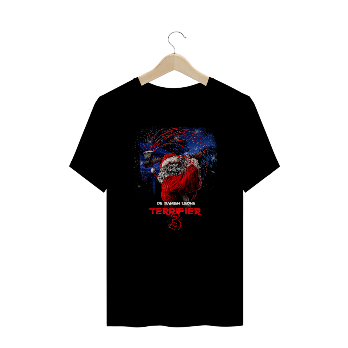 Nome do produto: Camiseta Plus Size Terrifier (Poster Art Papai Noel Noite de Natal - Movie 3) Estampa Terror