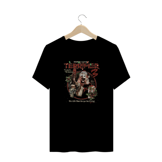 Camiseta Plus Size Terrifier  (Art Presente de Natal - Movie 3) Estampa Terror