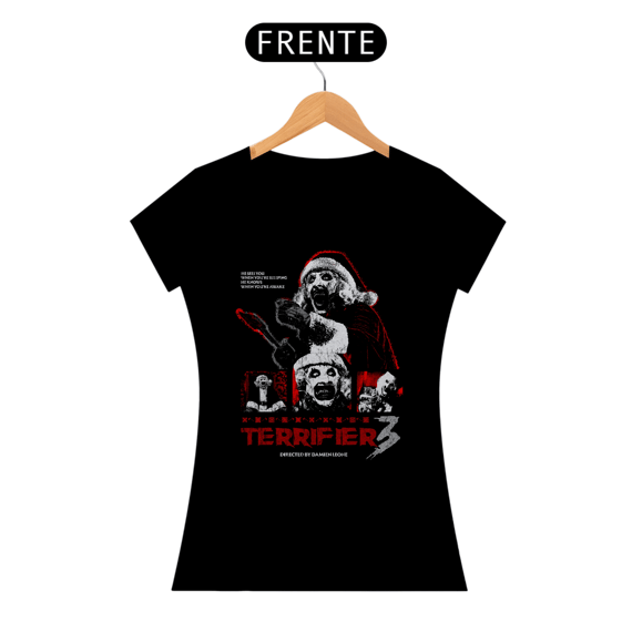 Camiseta Feminina Terrifier  (Art Papai Noiel 3 color - Movie 3) Estampa Terror