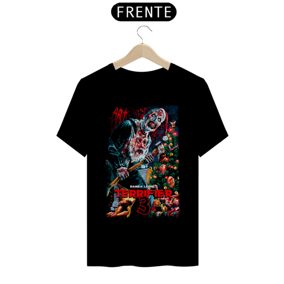 Camiseta Terrifier  (Art Mascara Papai Noiel - Movie 3) Estampa Terror