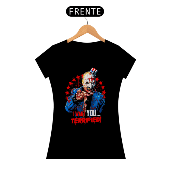 Camiseta Feminina Terrifier  (Art - Eu Quero Você) Estampa Terror
