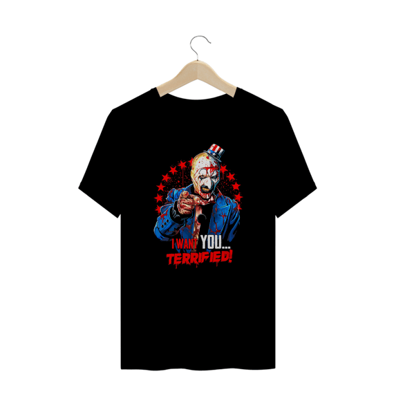 Camiseta Plus Size Terrifier  (Art - Eu Quero Você) Estampa Terror