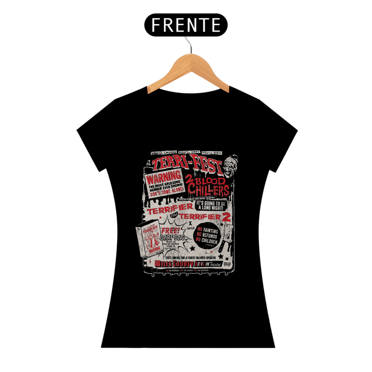 Nome do produto: Camiseta Feminina Terrifier  (Terri - Fest) Estampa Terror