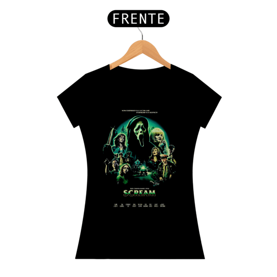 Camiseta Feminina Scream ( Pânico  - Ghost Face - Poster Green - Movie) Estampa Terror