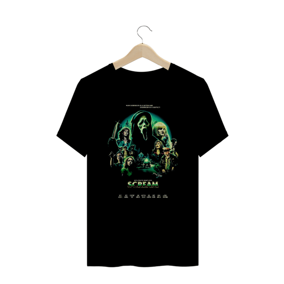 Camiseta Plus Size Scream ( Pânico  - Ghost Face - Poster Green - Movie) Estampa Terror