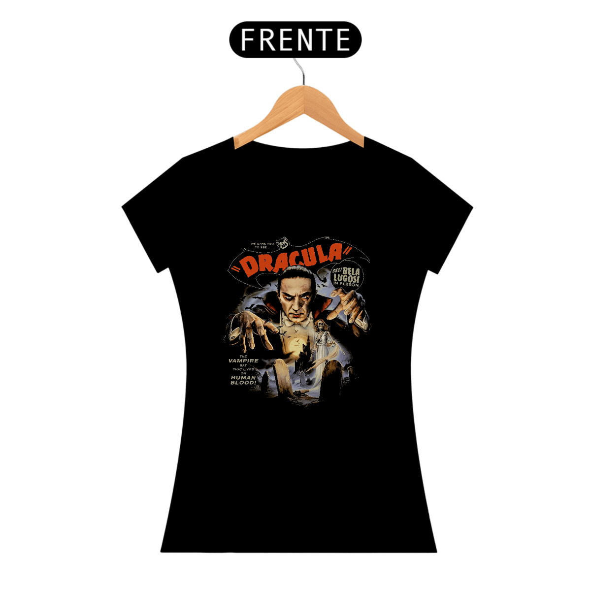 Nome do produto: Camiseta Feminina Dracula ( Bela Lugosi as Dracula - 01) Estampa Terror