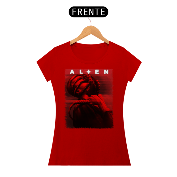 Camiseta Feminina Alien ( romulus red) Estampa Terror