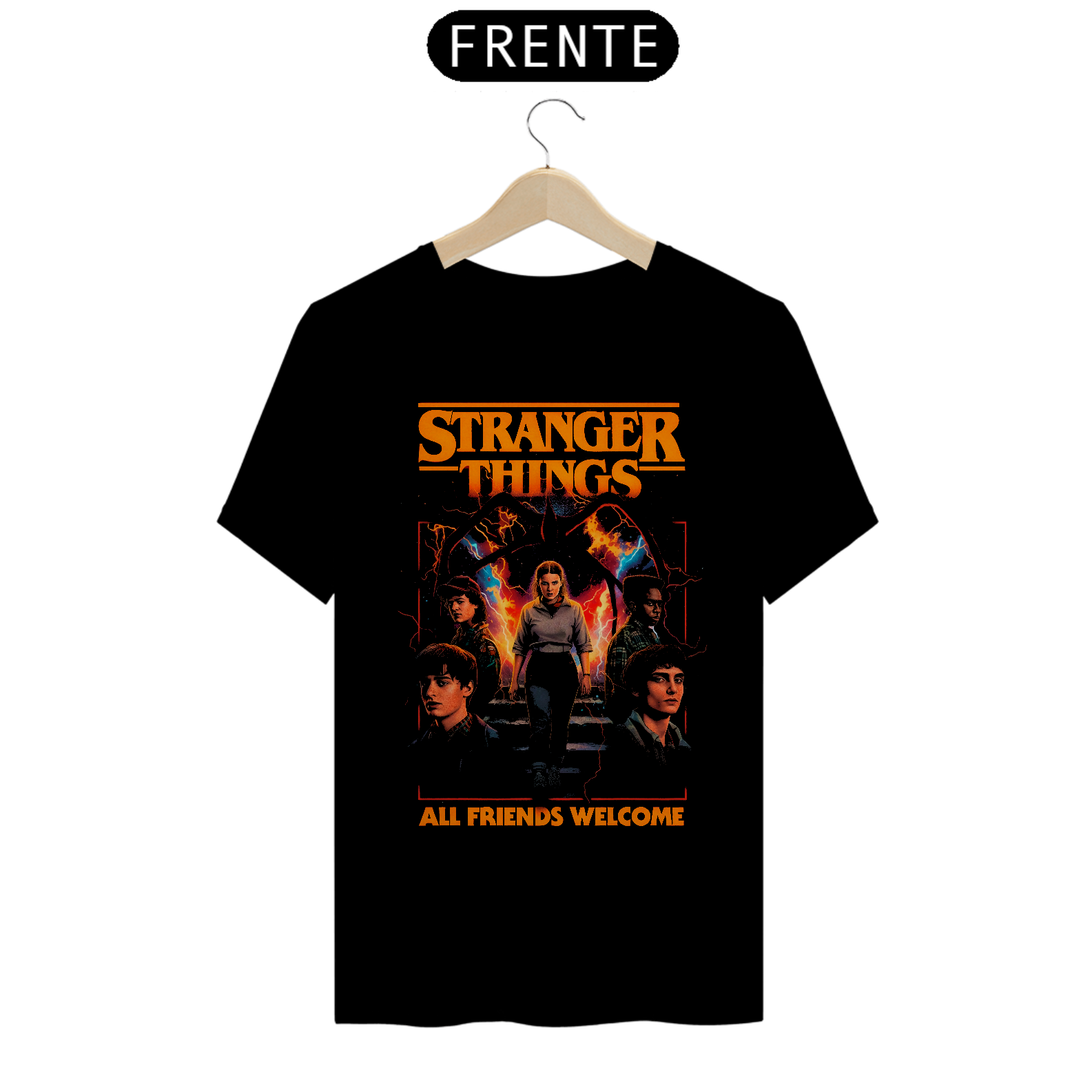 Camiseta Stranger Things - All Friends Welcome