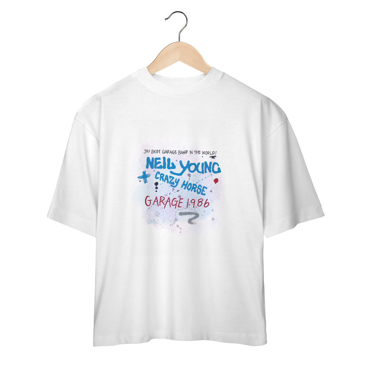 Nome do produto: Camiseta Oversized Neil Young & Crazy Horse - Garage 1986