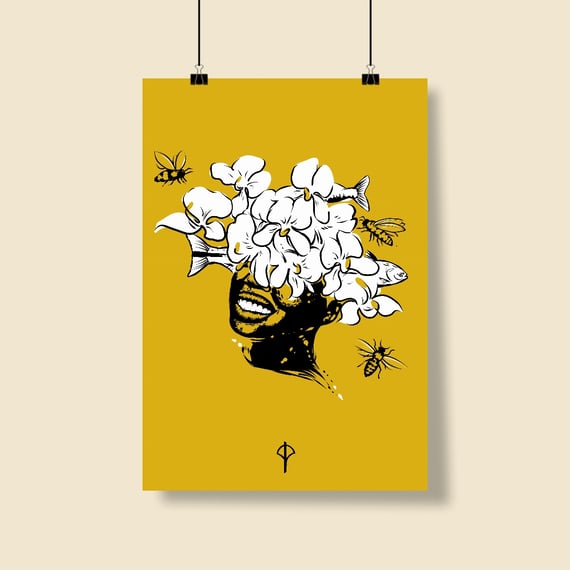 Poster Oxum fundo amarelo
