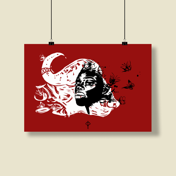 Poster Iansã fundo vermelho