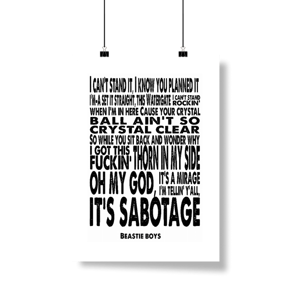 Poster Beastie Boys - Sabotage - Coleção Rap/ Punk
