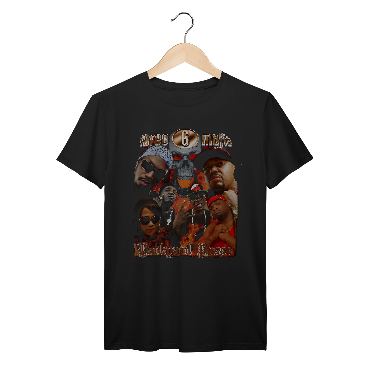 Nome do produto: Camiseta Premium Three 6 Mafia - Backyard Posse - Coleção Rap