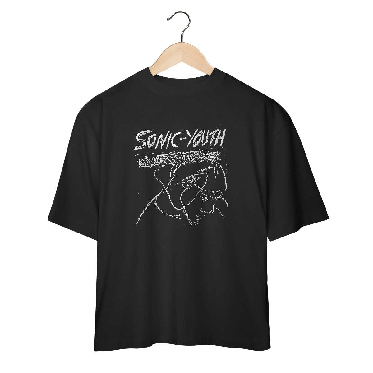 Nome do produto: Camiseta Oversized Premium Sonic Youth - Confusion is Sex - Coleção Rock/Alternativo