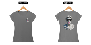 Nome do produto Camiseta Feminina Baby Long Estonada Estátua Pixelizada