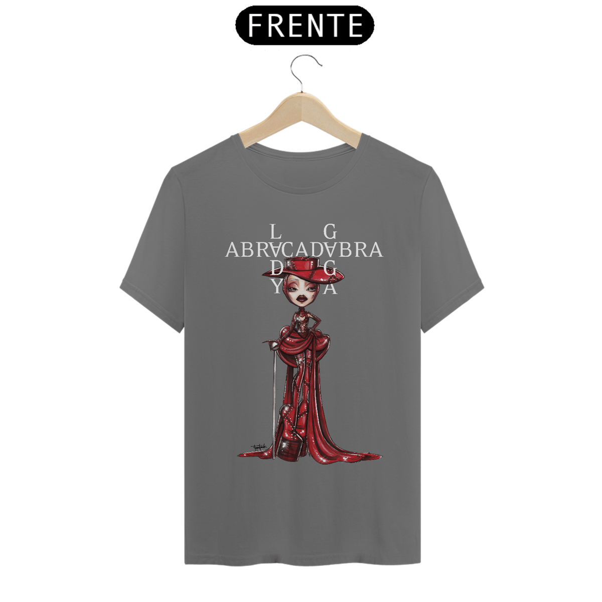Nome do produto: Camiseta Estonada Lady Gaga Abracadabra Cartoon Lady In Red