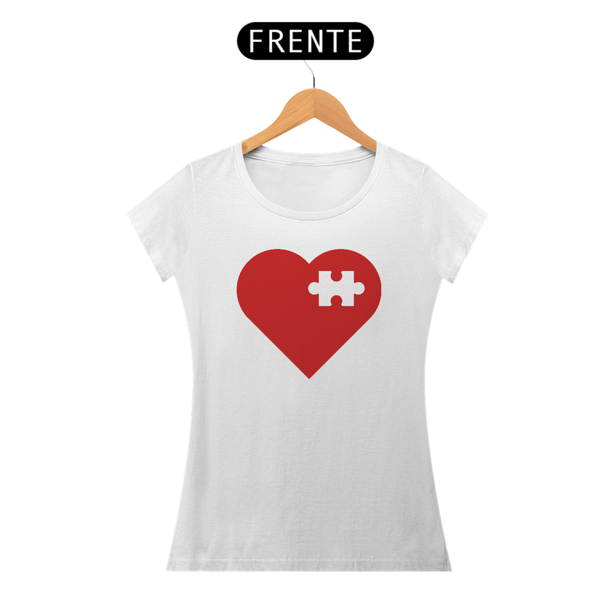 Nome do produto: Camiseta Baby Look coração quebra cabeça