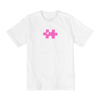 Nome do produto Camiseta infantil quebra cabeça rosa