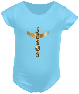 Nome do produto BODY INFANTIL DOURADO JESUS EM CRUZ ( UNISEX - varias cores )
