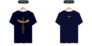 Nome do produto CAMISA QUALITY DOURADA JESUS EM CRUZ ( FRENTE e COSTAS -varias cores ) 