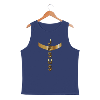 Nome do produto REGATA MASCULINA SPORT DRY UV DOURADA JESUS EM CRUZ ( varias cores )