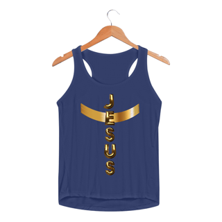 Nome do produto REGATA FEMININA SPORT DRY UV DOURADA JESUS EM CRUZ ( varias cores )