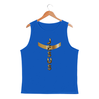 Nome do produto REGATA MASCULINA SPORT DRY UV DOURADA JESUS EM CRUZ ( varias cores )
