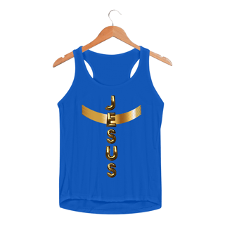 Nome do produto REGATA FEMININA SPORT DRY UV DOURADA JESUS EM CRUZ ( varias cores )