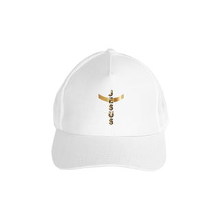 Nome do produto BONE AMARICANO COM TELA DOURADO JESUS EM CRUZ ( varias cores )