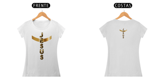 Nome do produto BABY LONG PRIME DOURADA JESUS EM CRUZ ( FRENTE e COSTAS -duas cores )