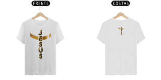 Nome do produto CAMISA QUALITY DOURADA JESUS EM CRUZ ( FRENTE e COSTAS -varias cores ) 