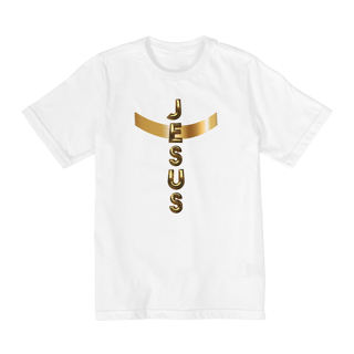 Nome do produto CAMISA INFANTIL DOURADA JESUS EM CRUZ 10 a 14 ANOS ( varias cores )