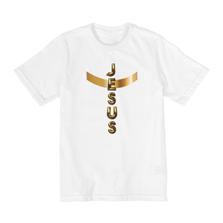 Nome do produto CAMISA INFANTIL DOURADA JESUS EM CRUZ 2 a 8 ANOS ( varias cores )