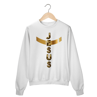 Nome do produto MOLETOM FECHADO DOURADO JESUS EM CRUZ ( varias cores )