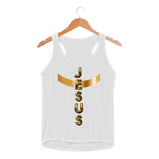 Nome do produto REGATA FEMININA SPORT DRY UV DOURADA JESUS EM CRUZ ( varias cores )