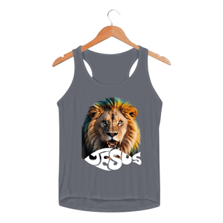 Nome do produto REGATA FEMININA LEÃO ESCRITA JESUS SPORT DRY UV ( varias cores )