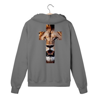 Nome do produto Moletom Com Zipper Leão Em Forma De Cruz ( COSTAS - varias cores )