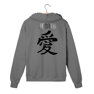 Nome do produto MOLETOM COM ZIPPER JESUS EM JAPONES PRETO ( varias cores )