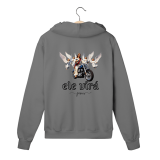 Nome do produto MOLETOM PRIME COM ZIPPER JESUS NA MOTO ELE VIRÁ 01 ( varias cores )