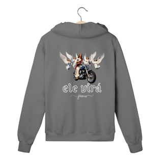 Nome do produto MOLETOM PRIME COM ZIPPER JESUS NA MOTO ELE VIRÁ 02 ( vaarias cores )