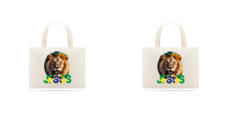 Nome do produto ECO BAG LEÃO JESUS BRASIL ( bege )