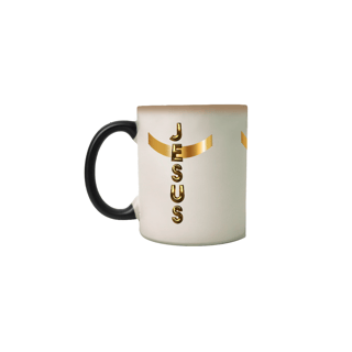 Nome do produto CANECA MAGICA DOURADA JESUS EM CRUZ