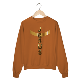 Nome do produto MOLETOM FECHADO DOURADO JESUS EM CRUZ ( varias cores )