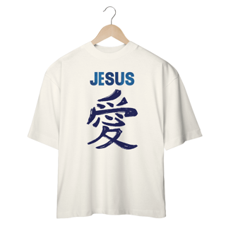 Nome do produto OVER SIZE JESUS AMOR EM JAPONES AZUL ( varias cores )