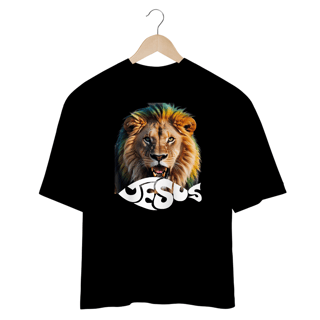 Nome do produto Camisa Oversized Leão Com Jesus Escrito ( varias core )